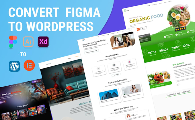 convert figma to wordpress website or figma to elementor