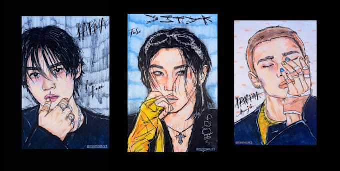create handmade portraits using markers