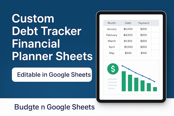 create debt payoff tracker, budget planner, snowball chart, macros google sheets