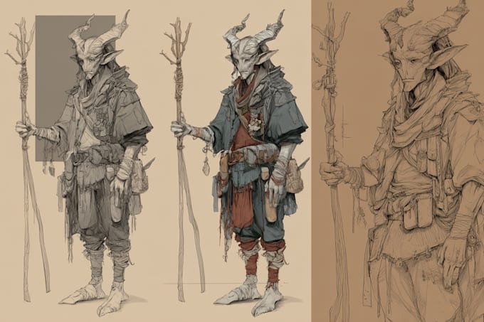 Dibujar arte de personajes de dnd, ilustración de fantasía o arte ...