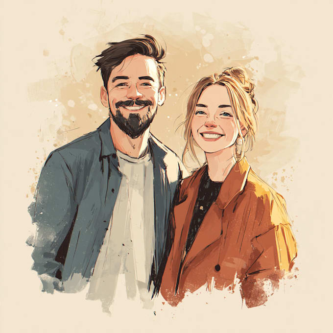 draw couple portrait illustration from photo