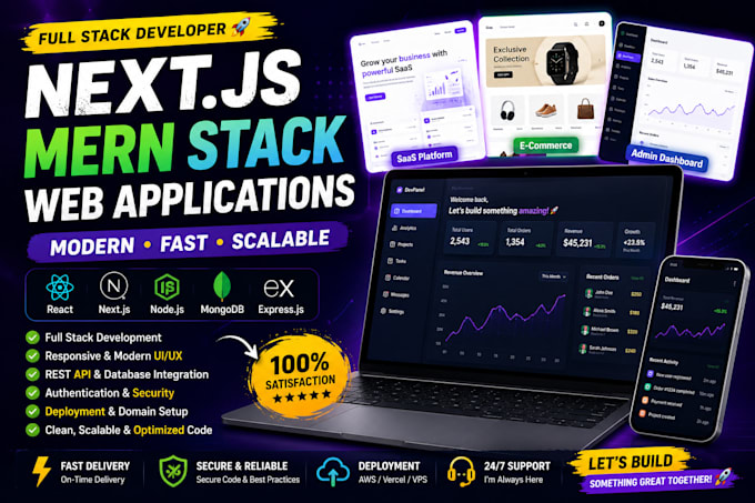 build full stack react next js node js websites