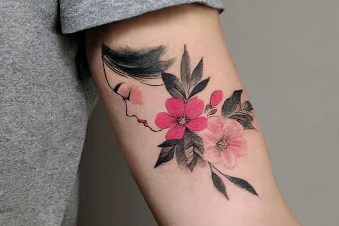 design your watercolor custom tattoo design and illustration