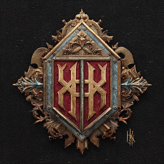 do fantasy medieval monogram or badge logo for