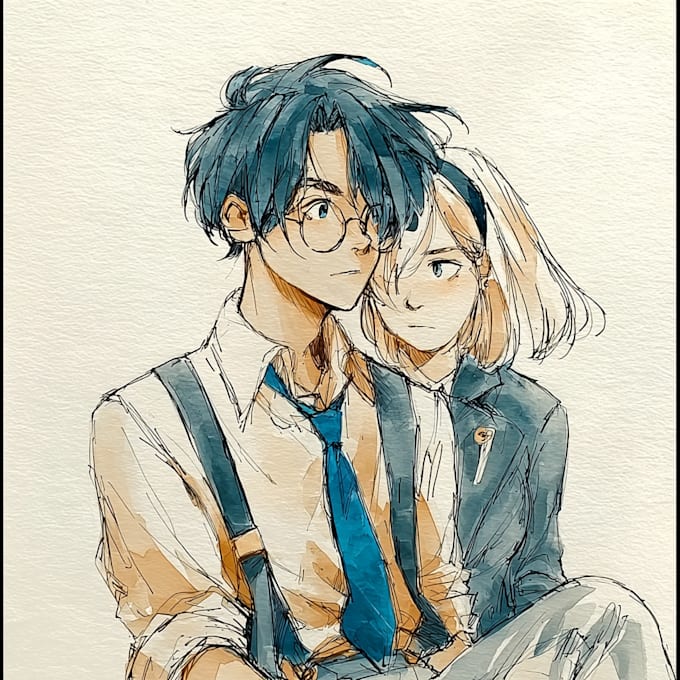 draw aesthetic character, retro anime, line art
