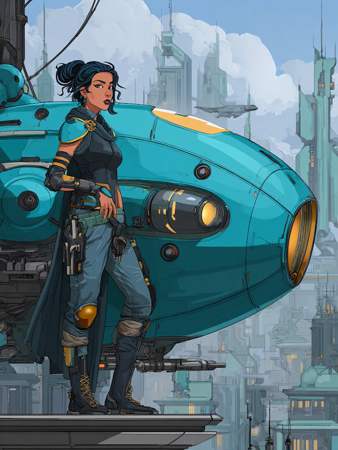sci fi character illustration or sci fi character art
