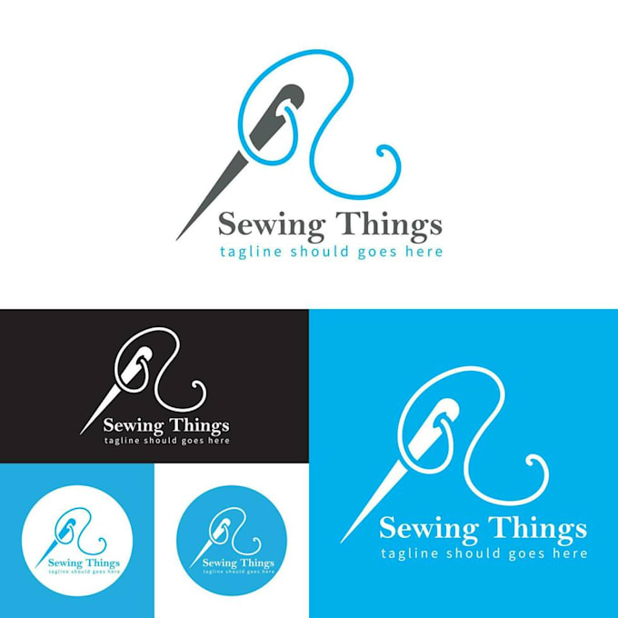 design a creative tailor logo with scissors and thread concept