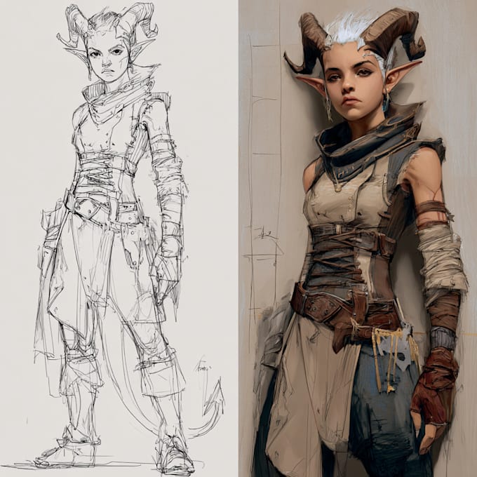 sketch fantasy character concept art