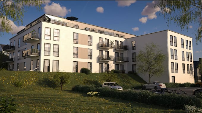 model 3d g5 building,sch hostel,render commercial building,architecture renderin