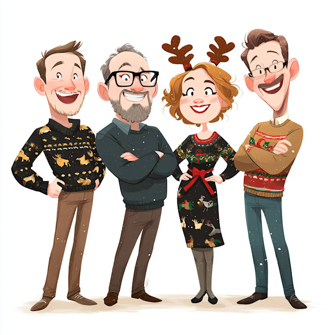 draw unique christmas cartoon caricature