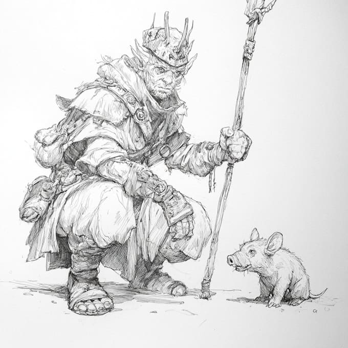sketch fantasy character concept art