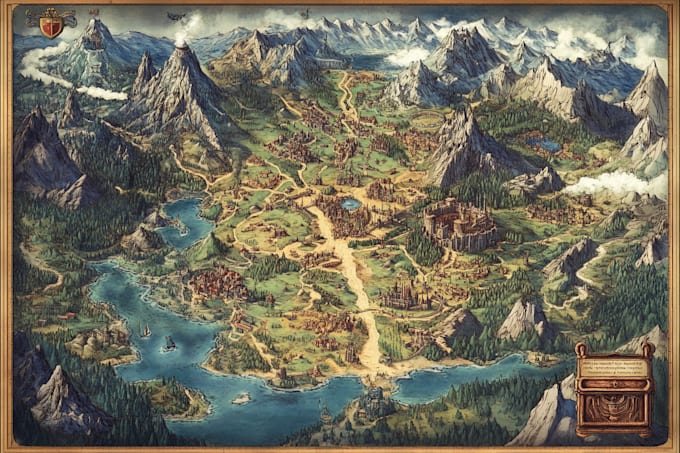 make fantasy map design map illustration city map world map