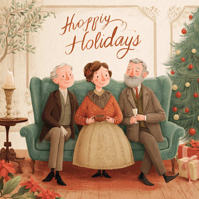 illustrate a holiday greeting card