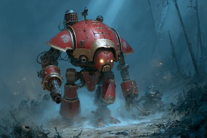draw detailed warhammer illustration, paint