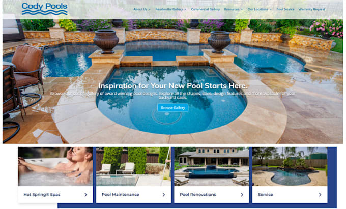design swimming pool website pool construction website