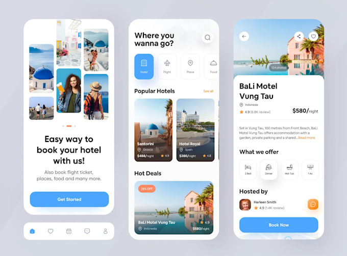 develop hotel booking app, travel booking app, reservation app