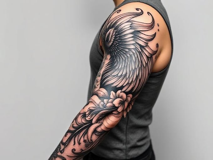 create unique custom tattoo design for you, sleeve tattoo