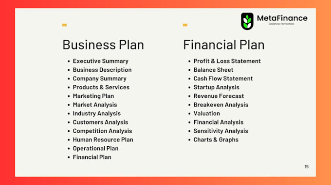 develop customized business plans and financial forecasts