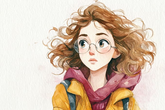 make a digital watercolor character art
