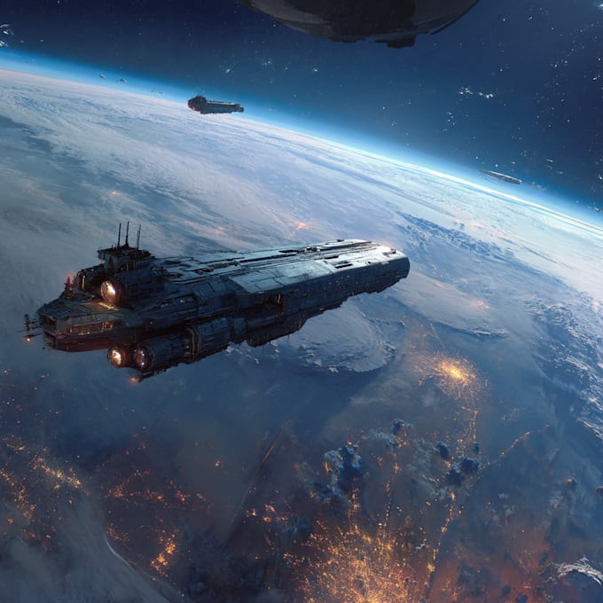 create high quality space art and futuristic space scenes