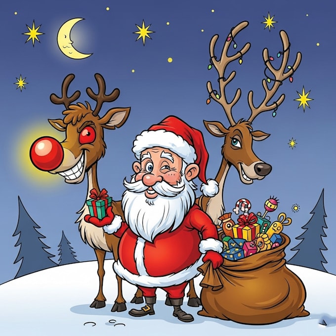 do a christmas caricatures, winter holidays cartoons