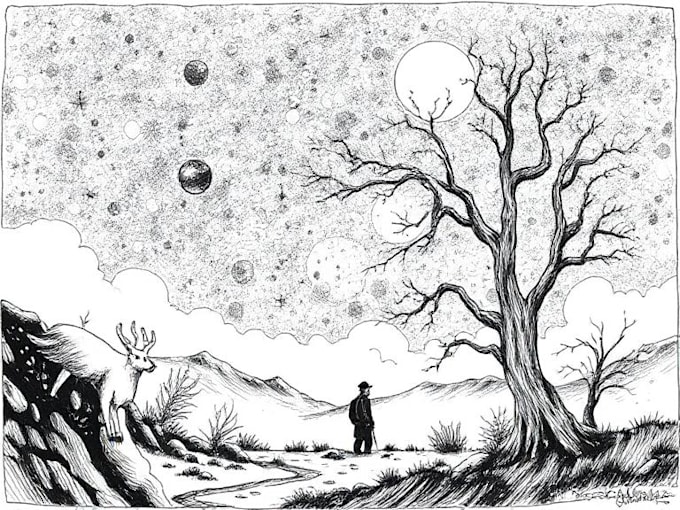 create a beautiful ink illustrations for you