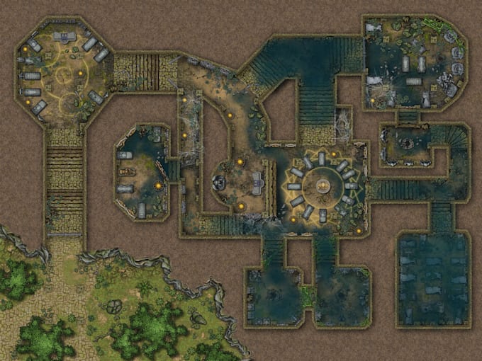 create detailed battle map for rpg, fantasy world, vtt