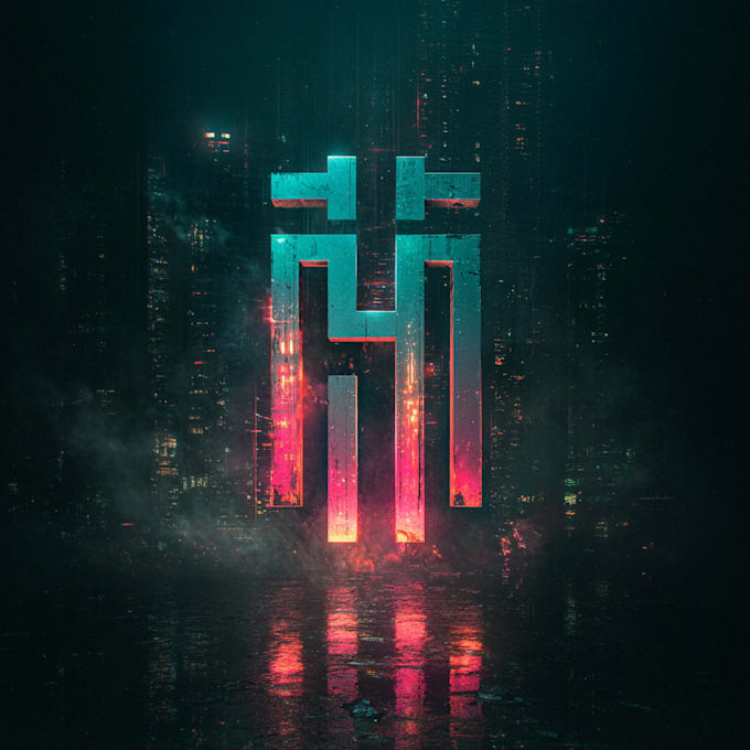 create a design futuristic cyberpunk logo or typography