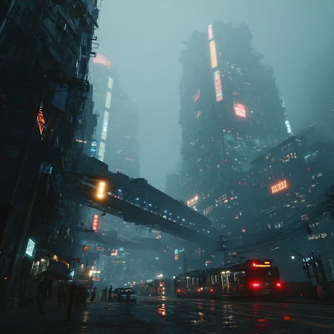 make a cyberpunk futuristic city and background