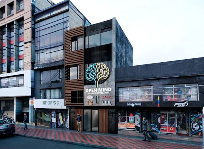 revamp 3d terrace house, exterior elevation, balcony greeney decor, cgi render