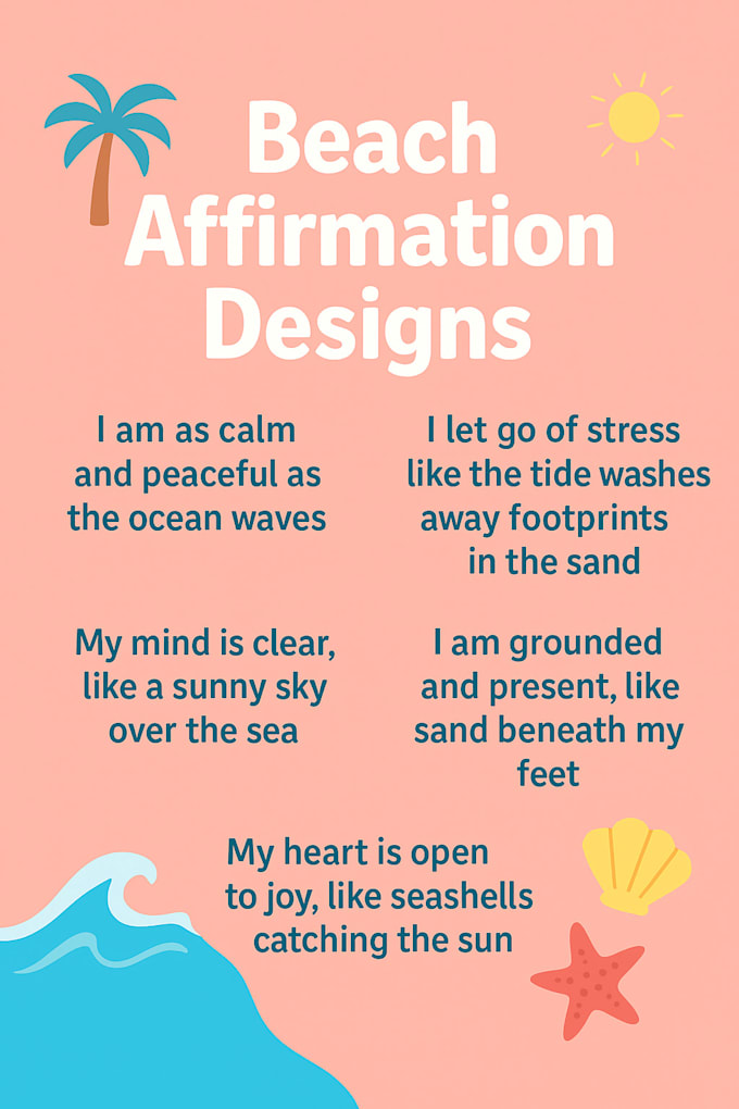 create personalised beach themed affirmations for you PDF