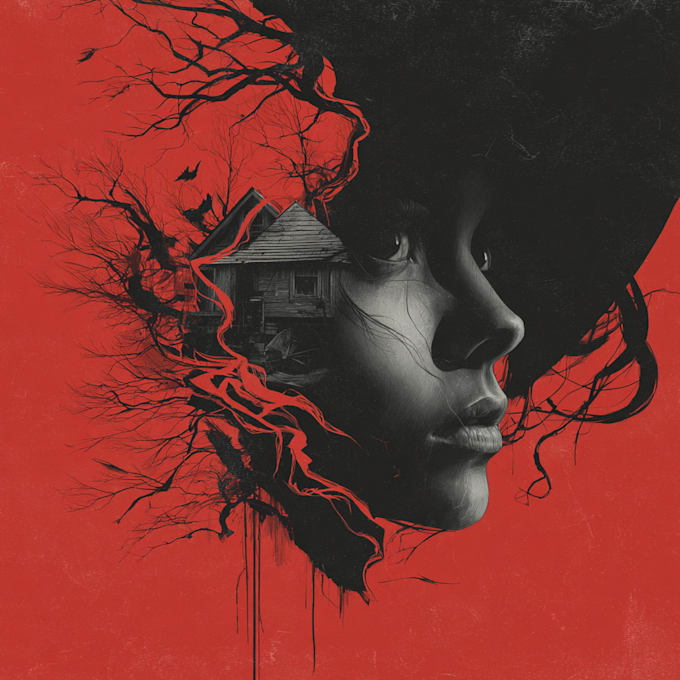 make a horror style illustration, artwork, cover