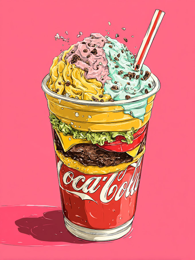 Make your food pop art of food pop illustration by Laylamerrill | Fiverr