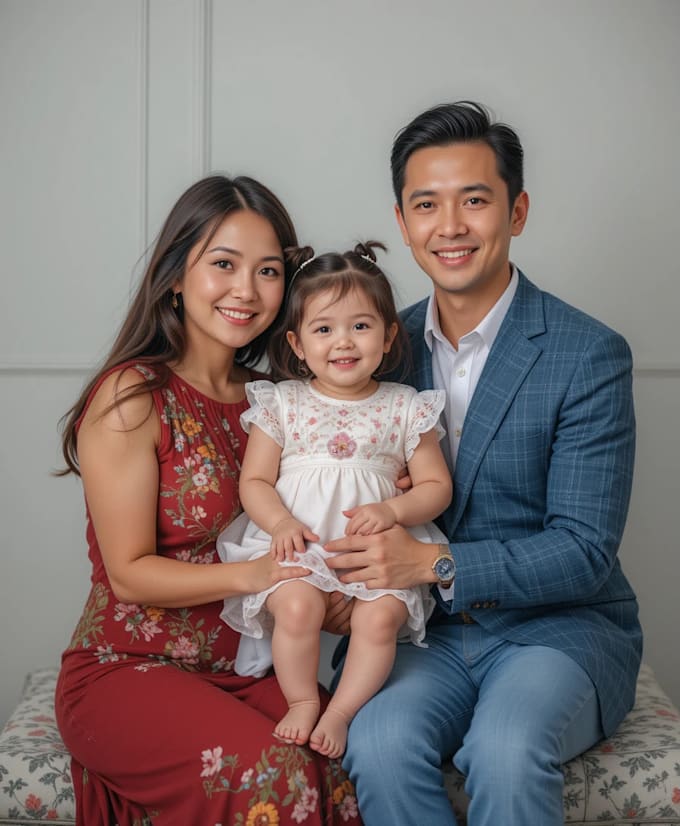 illustrate a romantic family couple portrait