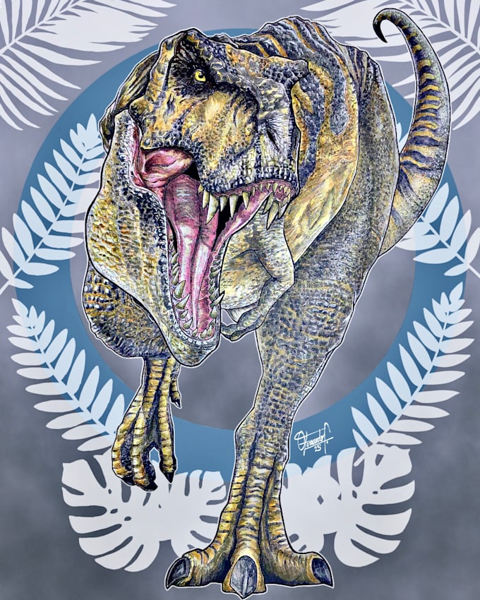 create realistic dinosaur illustrations and jurassic posters