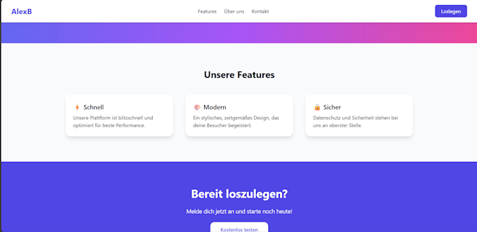 create a professional landingpage