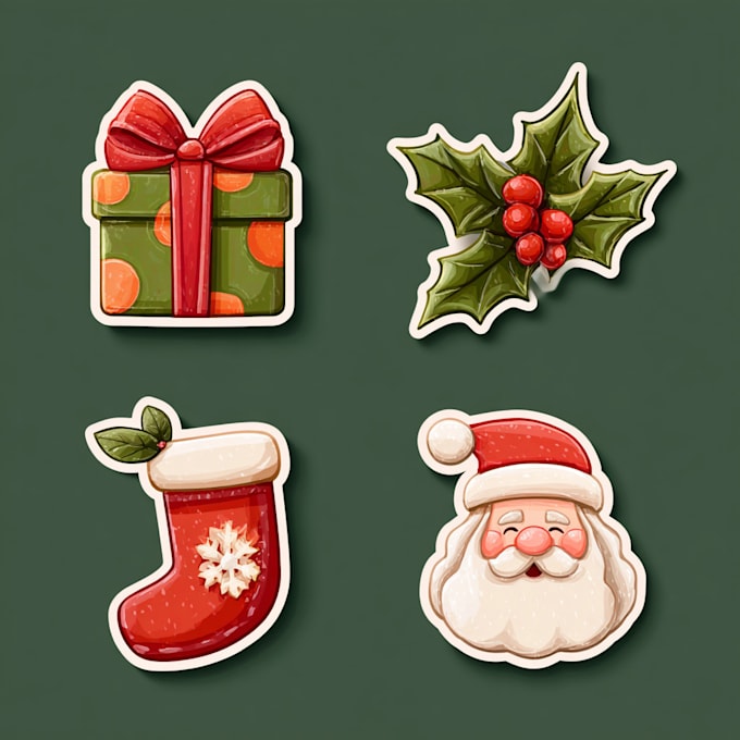 create flat line vector illustration for icons stickers website, christmas them