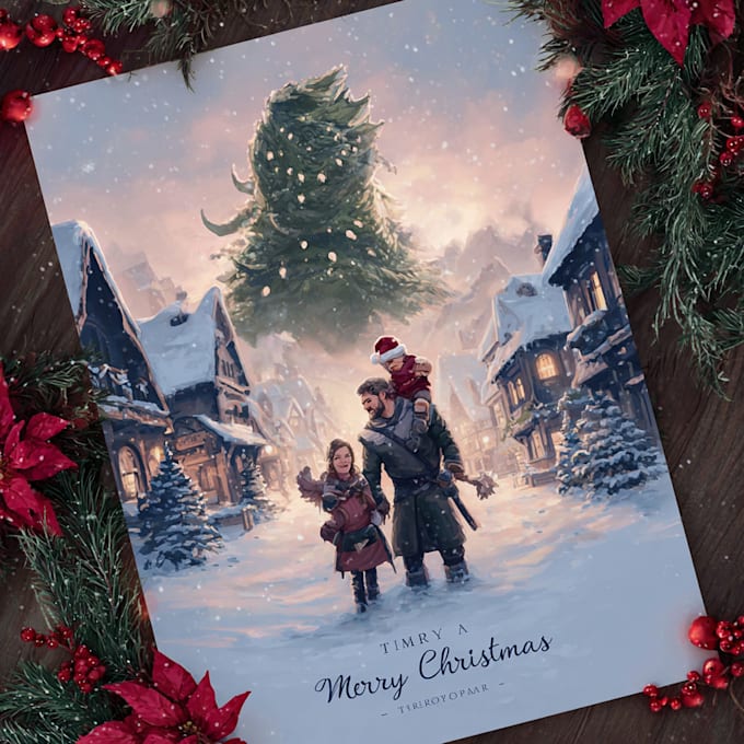 illustrate a personalized christmas card for you