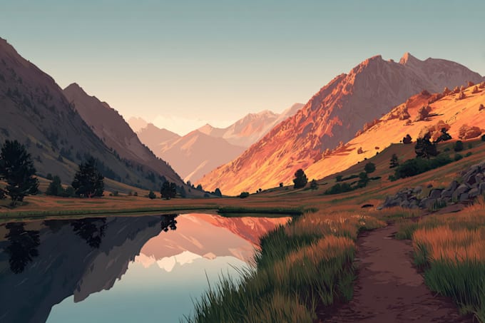 draw professional vector landscape illustration