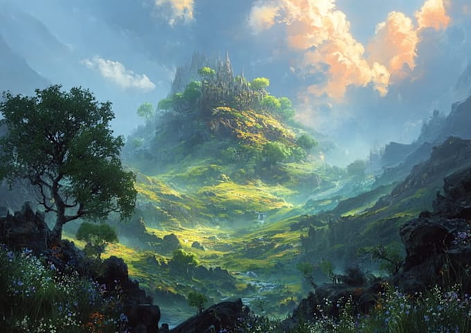 do fantasy concept landscape illustrations