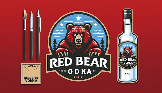 create a red bear vodka logo design in 12 hours