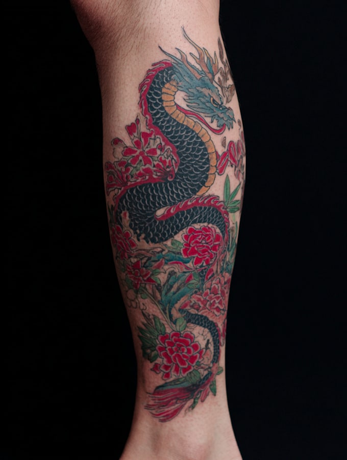 design a linework and geometric style tattoo design