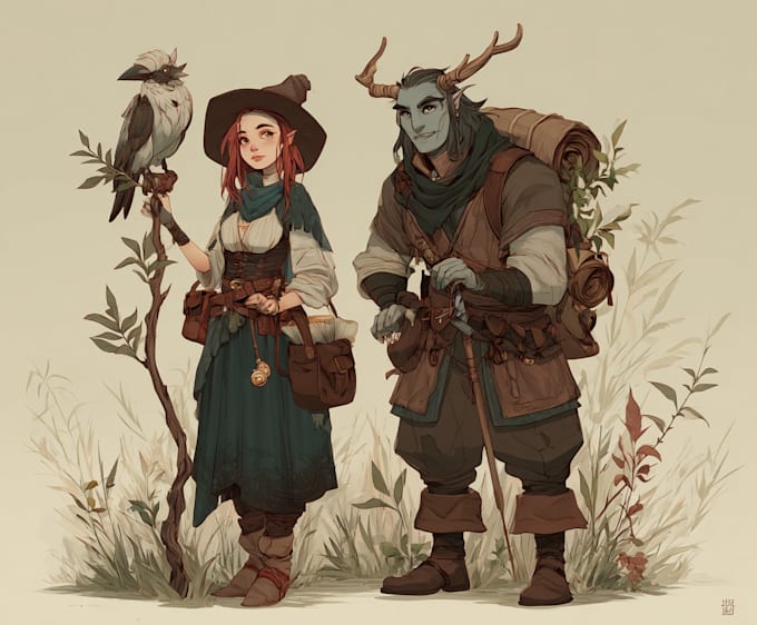 create an custom dnd party character illustration