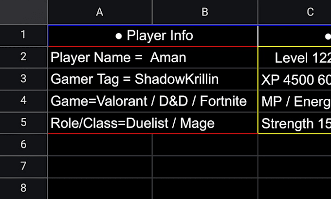 make custom gaming stats sheet rpg and esports tracker