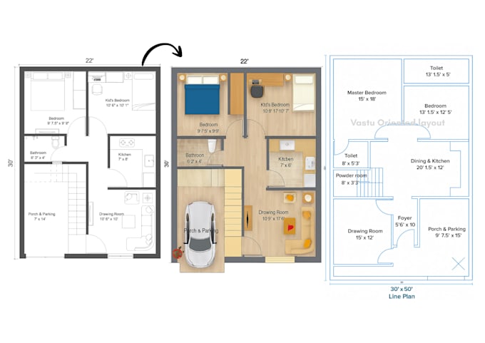 draw detailed 2d floor plans under 6 hours