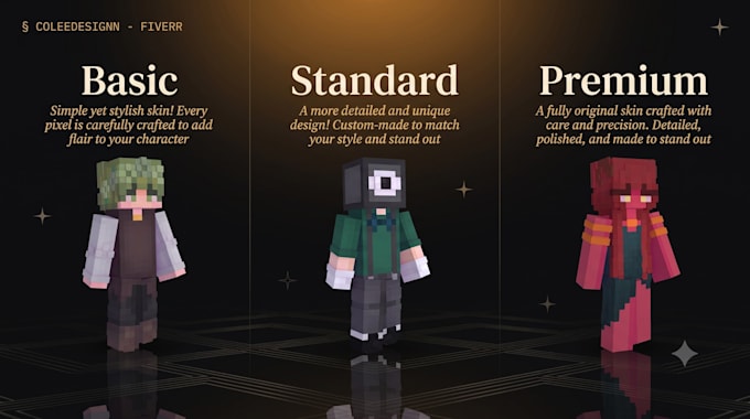 make custom HD minecraft skin design that shows your unique style