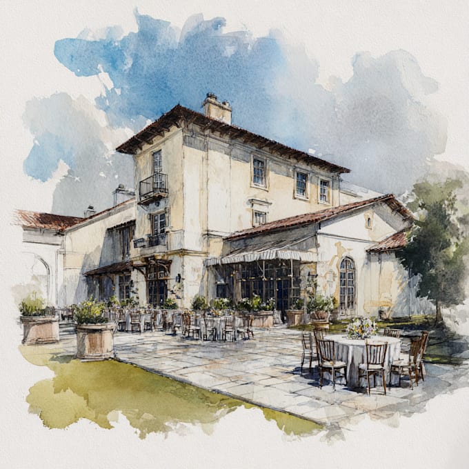 draw watercolor wedding venue