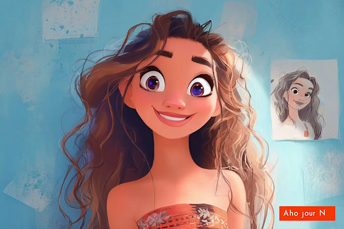 do cute disney cartoon portrait