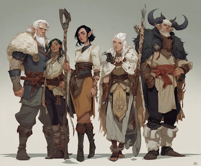 create a custom dnd party character illustrations