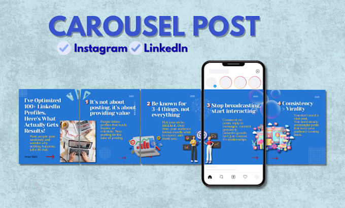 design linkedin and instagram carousel posts with captions